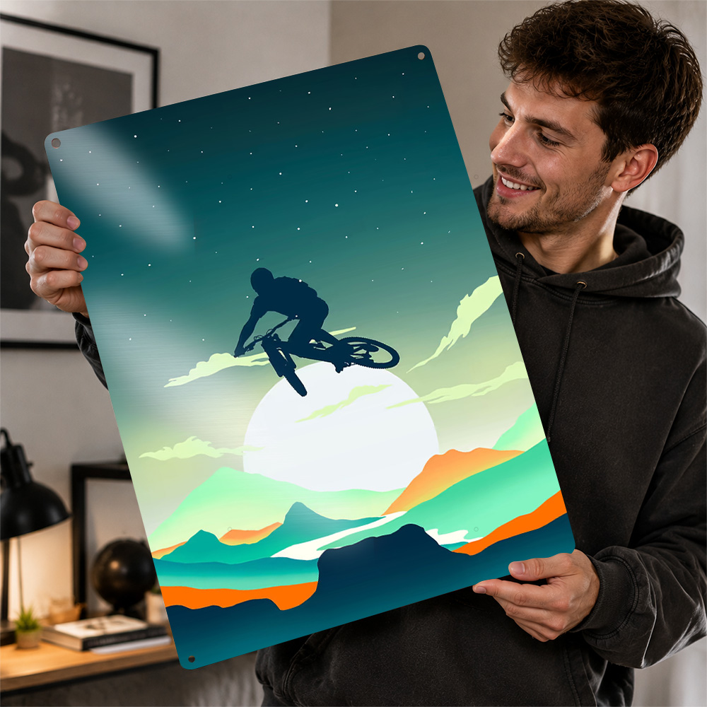Mountain Biking Europe - Teksturowany plakat z motywem roweru górskiego,
